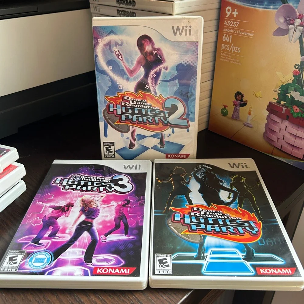 Nintendo Wii Dance Dance Revolution Hottest Party 1 2 3 Bundle Konami Games Lot